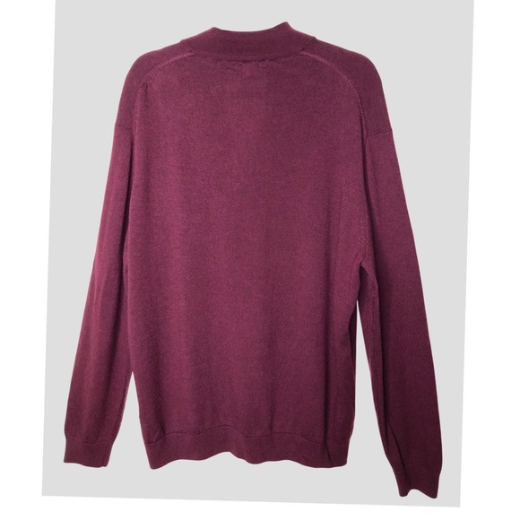 Turnbury Mens XL Extra Fine Merino Wool 1/4 Zip Pullover Sweater Burgundy - Picture 2 of 13